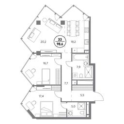 3-BD Apartment Sale, 98.6平方米 at Monblan, Shlyuzovaya Embankment, 2/1с1, Moscow, Russia #2 3-BD Apartment Sale, 98.6平方米 at Monblan, Shlyuzovaya Embankment, 2/1с1, Moscow, Russia #2