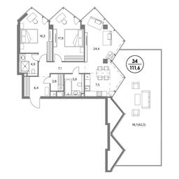3-BD Apartment Sale, 111.6 sq. m. at Monblan, Shlyuzovaya Embankment, 2/1с1, Moscow, Russia #3 3-BD Apartment Sale, 111.6 sq. m. at Monblan, Shlyuzovaya Embankment, 2/1с1, Moscow, Russia #3