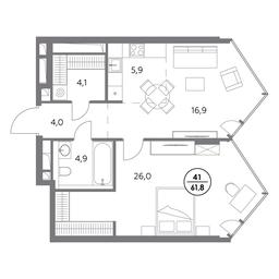 2-BD Apartment Sale, 61.8平方米 at Monblan, Shlyuzovaya Embankment, 2/1с1, Moscow, Russia #2 2-BD Apartment Sale, 61.8平方米 at Monblan, Shlyuzovaya Embankment, 2/1с1, Moscow, Russia #2