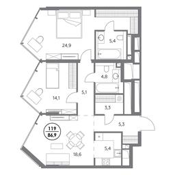 3-BD Apartment Sale, 86.9 sq. m. at Monblan, Shlyuzovaya Embankment, 2/1с1, Moscow, Russia #3 3-BD Apartment Sale, 86.9 sq. m. at Monblan, Shlyuzovaya Embankment, 2/1с1, Moscow, Russia #3