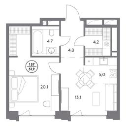 2-BD Apartment Sale, 51.9 sq. m. at Monblan, Shlyuzovaya Embankment, 2/1с1, Moscow, Russia #3 2-BD Apartment Sale, 51.9 sq. m. at Monblan, Shlyuzovaya Embankment, 2/1с1, Moscow, Russia #3