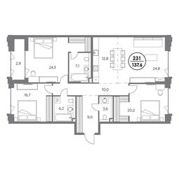 4-BD Apartment Sale, 137.6平方米 at Monblan, Shlyuzovaya Embankment, 2/1с1, Moscow, Russia #3