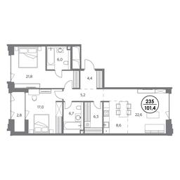3-BD Apartment Sale, 101.4平方米 at Monblan, Shlyuzovaya Embankment, 2/1с1, Moscow, Russia #3 3-BD Apartment Sale, 101.4平方米 at Monblan, Shlyuzovaya Embankment, 2/1с1, Moscow, Russia #3
