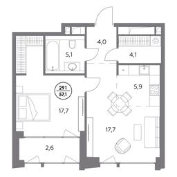 2-BD Apartment Sale, 57.1平方米 at Monblan, Shlyuzovaya Embankment, 2/1с1, Moscow, Russia #3