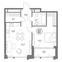 2-BD Apartment Sale, 57.1 sq. m. at Monblan, Shlyuzovaya Embankment, 2/1с1, Moscow, Russia #4