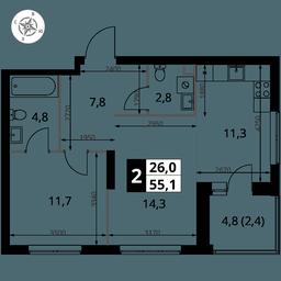 2-BD Apartment Sale, 55.1平方米 at 1 Izmajlovskij, Montazhnaya Street, 8с13, Moscow, Russia #3 2-BD Apartment Sale, 55.1平方米 at 1 Izmajlovskij, Montazhnaya Street, 8с13, Moscow, Russia #3