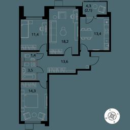 3-BD Apartment Sale, 77.9平方米 at Pervy Yuzhny, zhiloy kompleks Pervy Yuzhny, Leninskiy City District, Moscow Region, Russia #3 3-BD Apartment Sale, 77.9平方米 at Pervy Yuzhny, zhiloy kompleks Pervy Yuzhny, Leninskiy City District, Moscow Region, Russia #3