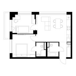 2-BD Apartment Sale, 55.1平方米 at Kutuzovskiy Kvartal, Ivana Franko Street, 20к1, Moscow, Russia #3