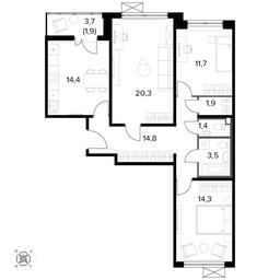3-BD Apartment Sale, 84.4 sq. m. at Pervyi Leningradskiy, Pervy Leningradskiy Residential Complex, Moscow, Russia #3 3-BD Apartment Sale, 84.4 sq. m. at Pervyi Leningradskiy, Pervy Leningradskiy Residential Complex, Moscow, Russia #3
