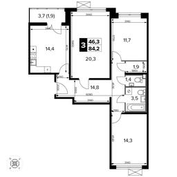 3-BD Apartment Sale, 84.4 sq. m. at Pervyi Leningradskiy, Pervy Leningradskiy Residential Complex, Moscow, Russia #2 3-BD Apartment Sale, 84.4 sq. m. at Pervyi Leningradskiy, Pervy Leningradskiy Residential Complex, Moscow, Russia #2