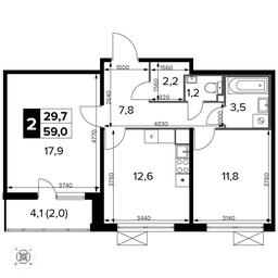 2-BD Apartment Sale, 59.4 sq. m. at Pervyi Leningradskiy, Pervy Leningradskiy Residential Complex, Moscow, Russia #2 2-BD Apartment Sale, 59.4 sq. m. at Pervyi Leningradskiy, Pervy Leningradskiy Residential Complex, Moscow, Russia #2