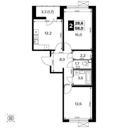 2-BD Apartment Sale, 58.1 sq. m. at Pervyi Leningradskiy, Pervy Leningradskiy Residential Complex, Moscow, Russia #2 2-BD Apartment Sale, 58.1 sq. m. at Pervyi Leningradskiy, Pervy Leningradskiy Residential Complex, Moscow, Russia #2