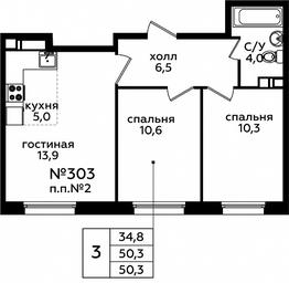 2-BD Apartment Sale, 49.8 sq. m. at Eko Bunino, prospekt Kuprina, 34к1, Sosenskoye Settlement, Moscow, Russia #2 2-BD Apartment Sale, 49.8 sq. m. at Eko Bunino, prospekt Kuprina, 34к1, Sosenskoye Settlement, Moscow, Russia #2