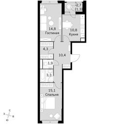 2-BD Apartment Sale, 61.9平方米 at Sky Garden, Stroitelny Drive, 9с6, Moscow, Russia #3 2-BD Apartment Sale, 61.9平方米 at Sky Garden, Stroitelny Drive, 9с6, Moscow, Russia #3