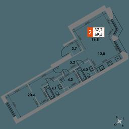 2-BD Apartment Sale, 69.5平方米 at Arkhitektor, Akademika Volgina Street, 2Д, Moscow, Russia #2