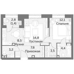 2-BD Apartment Sale, 55.7 sq. m. at Rezhisser, Vilgelma Pika Street, 3, Moscow, Russia #3