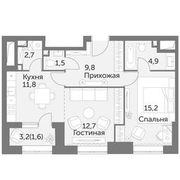 2-BD Apartment Sale, 60.2 sq. m. at Rezhisser, Vilgelma Pika Street, 3, Moscow, Russia #3