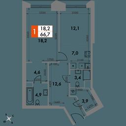 2-BD Apartment Sale, 66.7 sq. m. at Arkhitektor, Akademika Volgina Street, 2Д, Moscow, Russia #2 2-BD Apartment Sale, 66.7 sq. m. at Arkhitektor, Akademika Volgina Street, 2Д, Moscow, Russia #2