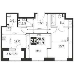 2-BD Apartment Sale, 61.9平方米 at Rezhisser, Vilgelma Pika Street, 3, Moscow, Russia #4