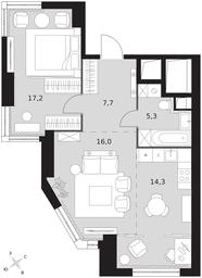 2-BD Apartment Sale, 60.5平方米 at Arkhitektor, Akademika Volgina Street, 2Д, Moscow, Russia #3
