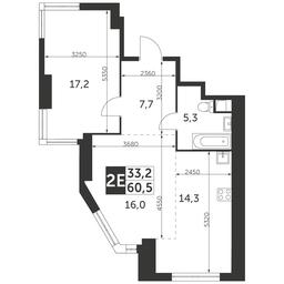 2-BD Apartment Sale, 60.5平方米 at Arkhitektor, Akademika Volgina Street, 2Д, Moscow, Russia #2