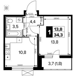 1-BD Apartment Sale, 34.4 sq. m. at Pervyi Leningradskiy, Pervy Leningradskiy Residential Complex, Moscow, Russia #4