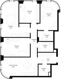 4-BD Apartment Sale, 109.3 sq. m. at Multikvartal CITYZEN, Vishnyovaya Street, Moscow, Russia #3