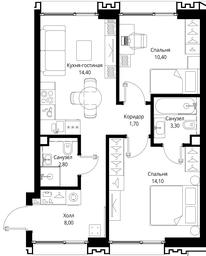 2-BD Apartment Sale, 54.7 sq. m. at Multikvartal CITYZEN, Vishnyovaya Street, Moscow, Russia #3 2-BD Apartment Sale, 54.7 sq. m. at Multikvartal CITYZEN, Vishnyovaya Street, Moscow, Russia #3