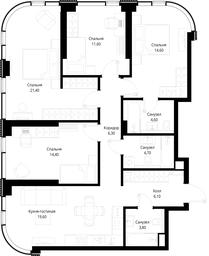 4-BD Apartment Sale, 107.1 sq. m. at Multikvartal CITYZEN, Vishnyovaya Street, Moscow, Russia #4