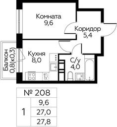 Продажа квартиры, 27,8 м² в ЖК «Цветочные Поляны», квартал № 23, поселение Филимонковское, Москва, Россия #4