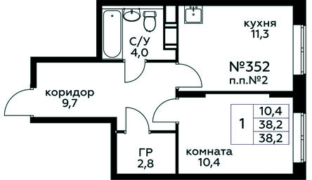 Apartment Sale, 38.2 sq. m. at Tsvetochnye Poliany, kvartal № 23, Filimonkovskoye Municipal Formation, Moscow, Russia #4