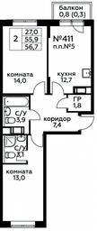 Продажа 1-комн. квартиры, 56,7 м² в ЖК «Цветочные Поляны», квартал № 23, поселение Филимонковское, Москва, Россия #2 Продажа 1-комн. квартиры, 56,7 м² в ЖК «Цветочные Поляны», квартал № 23, поселение Филимонковское, Москва, Россия #2