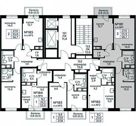 1-BD Apartment Sale, 56.7平方米 at Tsvetochnye Poliany, kvartal № 23, Filimonkovskoye Municipal Formation, Moscow, Russia #3