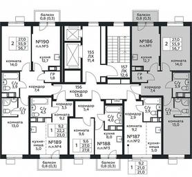1-BD Apartment Sale, 56.7平方米 at Tsvetochnye Poliany, kvartal № 23, Filimonkovskoye Municipal Formation, Moscow, Russia #3