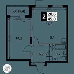 2-BD Apartment Sale, 45平方米 at Pervy Donskoj, zhiloy mikrorayon Sapronovo, derevnya Sapronovo, Leninskiy City District, Moscow Region, Russia #2 2-BD Apartment Sale, 45平方米 at Pervy Donskoj, zhiloy mikrorayon Sapronovo, derevnya Sapronovo, Leninskiy City District, Moscow Region, Russia #2