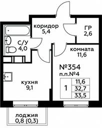 Apartment Sale, 33.5 sq. m. at Tsvetochnye Poliany, kvartal № 23, Filimonkovskoye Municipal Formation, Moscow, Russia #2