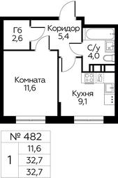 Apartment Sale, 32.7 sq. m. at Tsvetochnye Poliany, kvartal № 23, Filimonkovskoye Municipal Formation, Moscow, Russia #4