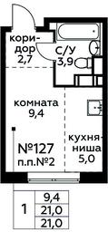 Apartment Sale, 21平方米 at Tsvetochnye Poliany, kvartal № 23, Filimonkovskoye Municipal Formation, Moscow, Russia #2