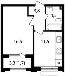 1-BD Apartment Sale, 38 sq. m. at Mikhalkovskiy, Mikhalkovskaya Street, 48, Moscow, Russia #3