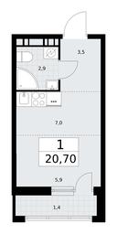 Apartment Sale, 20.7平方米 at Rodniye Kvartaly, Kvartal № 33, Marushkinskoye Settlement, Moscow, Russia #3 Apartment Sale, 20.7平方米 at Rodniye Kvartaly, Kvartal № 33, Marushkinskoye Settlement, Moscow, Russia #3