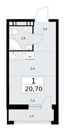 Apartment Sale, 20.7 sq. m. at Rodniye Kvartaly, Kvartal № 33, Marushkinskoye Settlement, Moscow, Russia #3 Apartment Sale, 20.7 sq. m. at Rodniye Kvartaly, Kvartal № 33, Marushkinskoye Settlement, Moscow, Russia #3