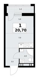 Apartment Sale, 20.7平方米 at Rodniye Kvartaly, Kvartal № 33, Marushkinskoye Settlement, Moscow, Russia #4