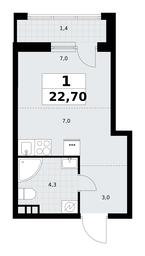 Apartment Sale, 22.7平方米 at Rodniye Kvartaly, Kvartal № 33, Marushkinskoye Settlement, Moscow, Russia #4