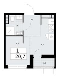Apartment Sale, 20.7平方米 at Rodniye Kvartaly, Kvartal № 33, Marushkinskoye Settlement, Moscow, Russia #4