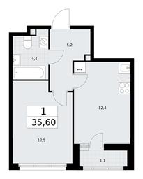 Apartment Sale, 35.6平方米 at Rodniye Kvartaly, Kvartal № 33, Marushkinskoye Settlement, Moscow, Russia #3