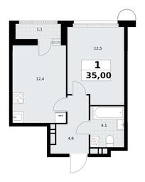 Apartment Sale, 35平方米 at Rodniye Kvartaly, Kvartal № 33, Marushkinskoye Settlement, Moscow, Russia #4