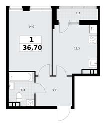Apartment Sale, 36.7平方米 at Rodniye Kvartaly, Kvartal № 33, Marushkinskoye Settlement, Moscow, Russia #4