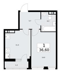 Apartment Sale, 36.6平方米 at Rodniye Kvartaly, Kvartal № 33, Marushkinskoye Settlement, Moscow, Russia #2