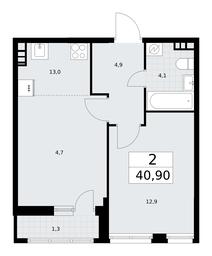 1-BD Apartment Sale, 40.9平方米 at Rodniye Kvartaly, Kvartal № 33, Marushkinskoye Settlement, Moscow, Russia #2 1-BD Apartment Sale, 40.9平方米 at Rodniye Kvartaly, Kvartal № 33, Marushkinskoye Settlement, Moscow, Russia #2