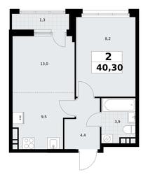 1-BD Apartment Sale, 40.3平方米 at Rodniye Kvartaly, Kvartal № 33, Marushkinskoye Settlement, Moscow, Russia #4
